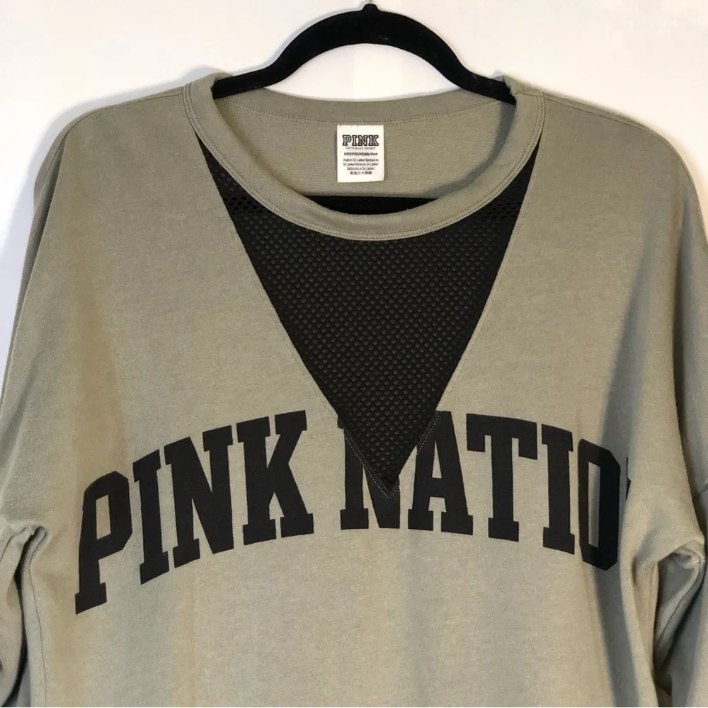 Victoria's Secret Pink Nation Campus Crew Mesh V-Neck Sweatshirt - Picture 6 of 14